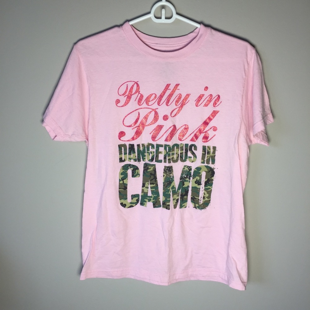 Graphic Tee Pretty in Pink Dangerous in Camo